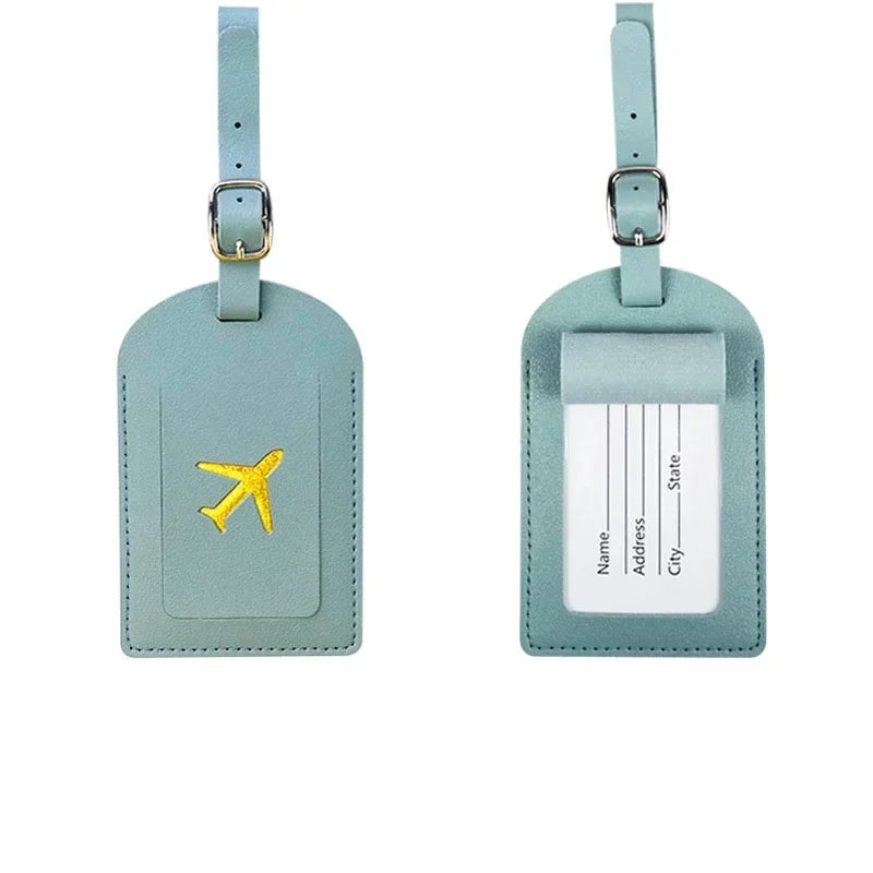 Travel Luggage Tag Essentials Women Men PU Leather Suitcase Identifier Label Baggage Boarding Bag Tag Name ID Address Holder