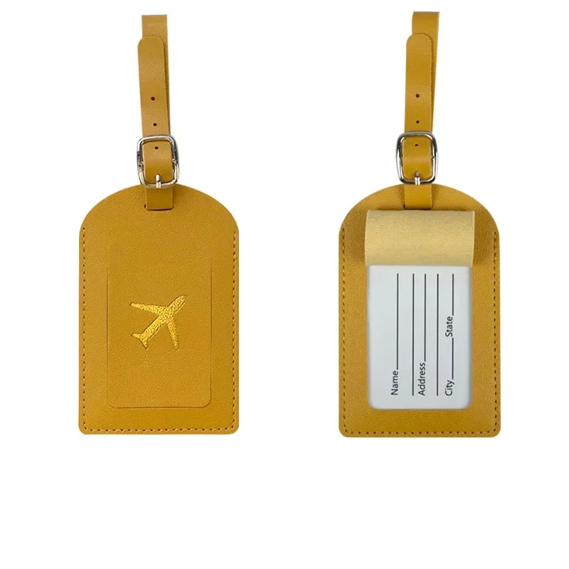 Travel Luggage Tag Essentials Women Men PU Leather Suitcase Identifier Label Baggage Boarding Bag Tag Name ID Address Holder