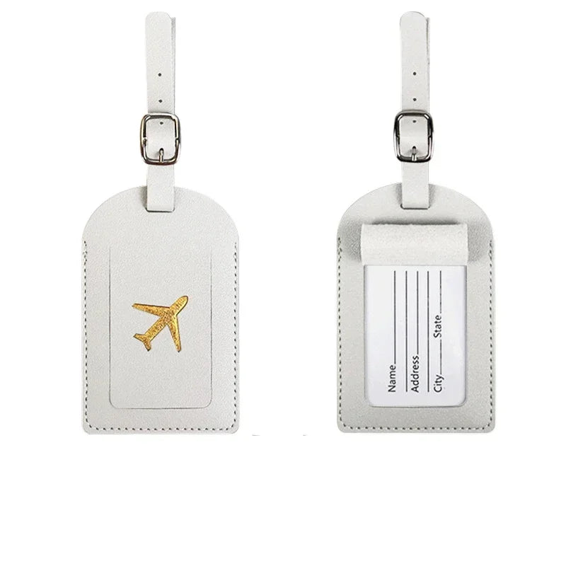 Travel Luggage Tag Essentials Women Men PU Leather Suitcase Identifier Label Baggage Boarding Bag Tag Name ID Address Holder
