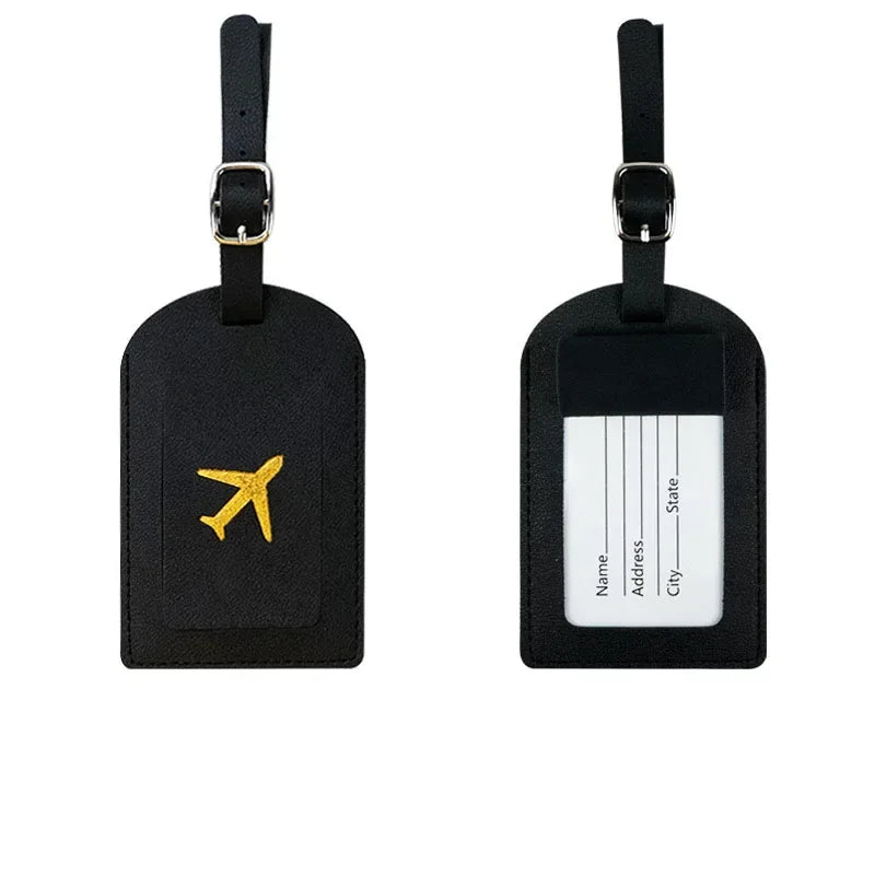 Travel Luggage Tag Essentials Women Men PU Leather Suitcase Identifier Label Baggage Boarding Bag Tag Name ID Address Holder