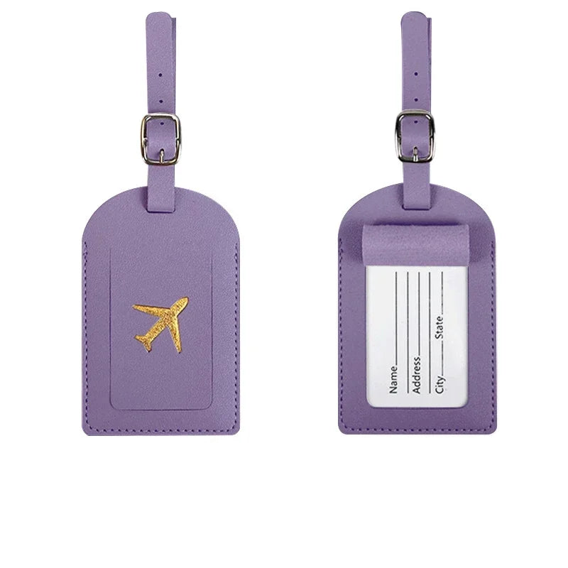 Travel Luggage Tag Essentials Women Men PU Leather Suitcase Identifier Label Baggage Boarding Bag Tag Name ID Address Holder