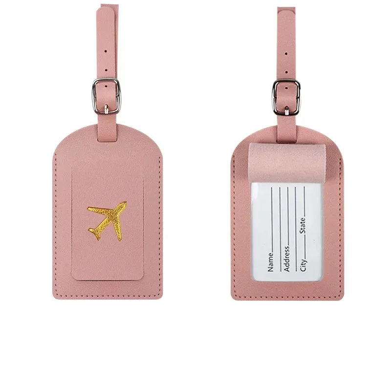 Travel Luggage Tag Essentials Women Men PU Leather Suitcase Identifier Label Baggage Boarding Bag Tag Name ID Address Holder