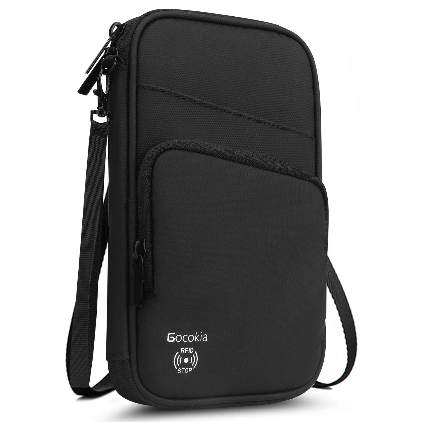 Multi Pocket Passport Bag Travel Wallet with Shoulder Strap