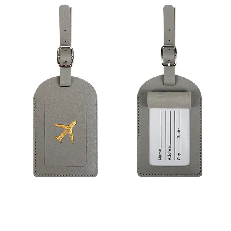 Travel Luggage Tag Essentials Women Men PU Leather Suitcase Identifier Label Baggage Boarding Bag Tag Name ID Address Holder