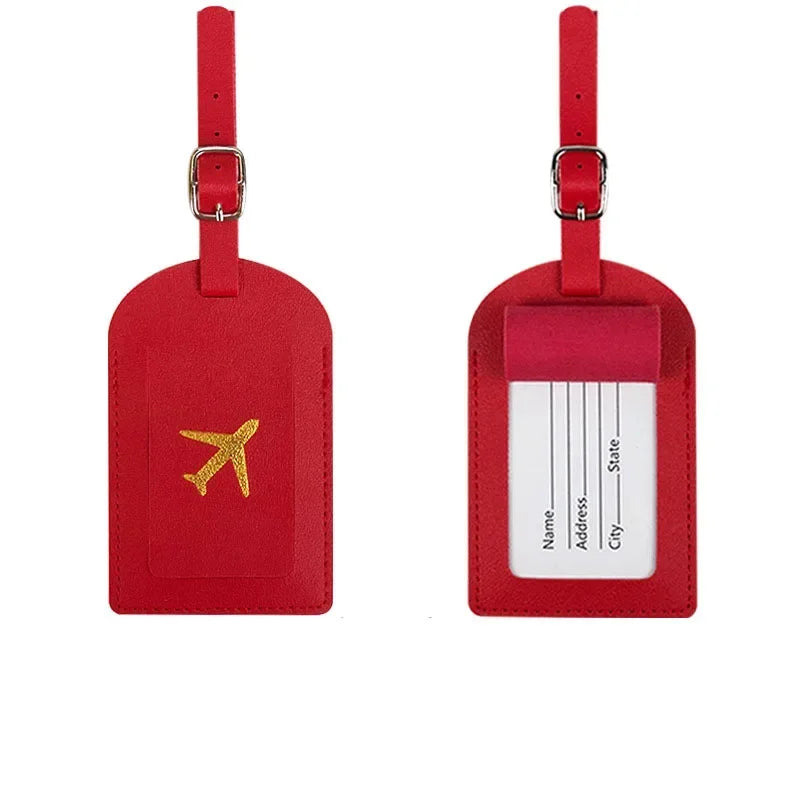 Travel Luggage Tag Essentials Women Men PU Leather Suitcase Identifier Label Baggage Boarding Bag Tag Name ID Address Holder