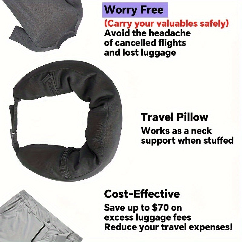 Clothing-Filled Travel Cushion