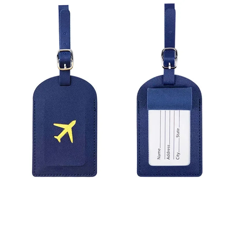 Travel Luggage Tag Essentials Women Men PU Leather  Suitcase Identifier Label Baggage Boarding Bag Tag Name ID Address Holder