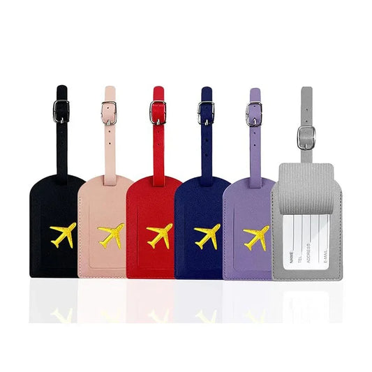 Travel Luggage Tag Essentials Women Men PU Leather  Suitcase Identifier Label Baggage Boarding Bag Tag Name ID Address Holder